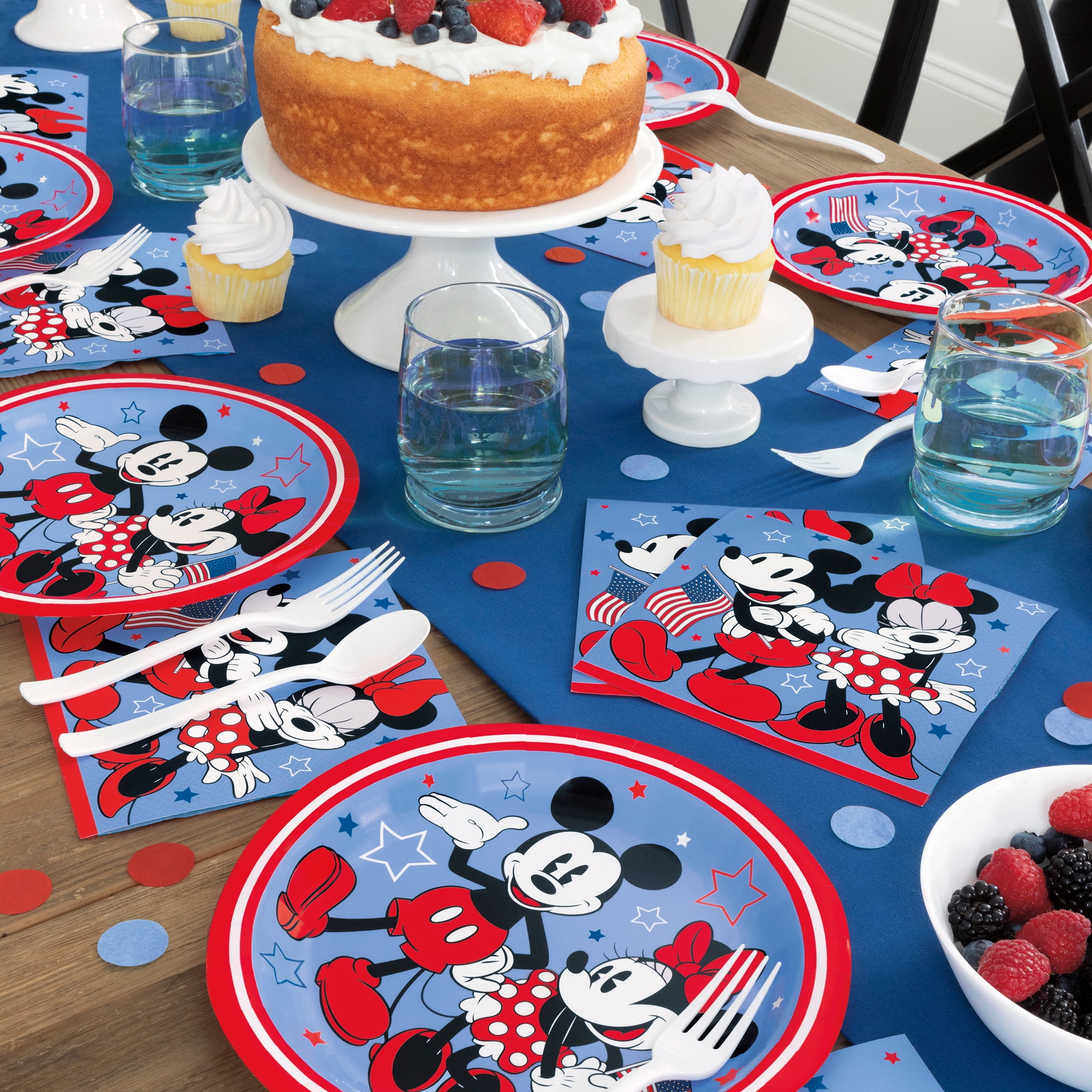 Mickey & Minnie Patriotic Paper Dinner Plates, 9in, 10ct