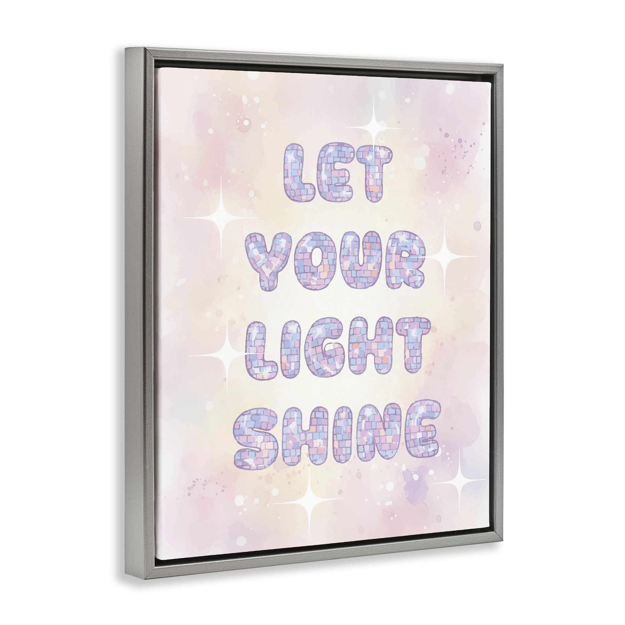 Stupell Industries Let Your Light Shine Pastels Gray Framed Floater Canvas Wall Art, design by Lil' Rue