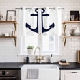 thumbnail image 2 of Nautical Anchor Kitchen Curtains Small Short 39 Inch Length, Farmhouse Minimalist White Abstract Art Grommet Bedroom Living Room Curtains, Light Filtering Cafe Curtain Drapes 2 Panels Set 55''x39'', 2 of 9