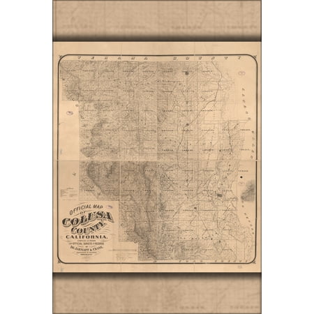 24"x36" Gallery Poster, Official map of Colusa County, California 1885