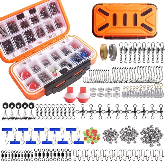 254 Pcs Fishing Accessories Kit, Tackle Box with Bait Jig Hooks Float and other Fishing Gear