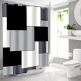 thumbnail image 2 of Cortina de ducha negra, juego de cortinas de ducha modernas, cortinas de ducha en blanco y negro para tela de baño, cortina de ducha gris, cortinas de baño geométricas, cortina de ducha decorativa, 72x72, negro Rojo Verde, 2 of 5