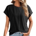 thumbnail image 2 of Texiao Spring Tops for Women 2025 Round Neck Cap Sleeve Side Ruched Summer Tops for Women Trendy Women Clothing, 2 of 9