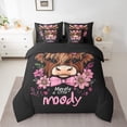 thumbnail image 2 of jejeloiu Pink Bowknot Daisy 7-Piece Twin Bedding Sets,Cute Highland Cow Bedding Comforter Set,Country Farm Animal Sheet Sets For Girls Kids,Luxury Bedroom Decor Reversible, 2 of 8