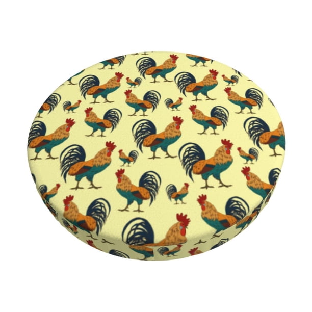 Balery Roosters In Farm Fundas de asiento para taburete de bar redondo de tela de terciopelo ajustables que protegen de arañazos y manchas para sillas de 14 a 17 pulgadas.-12 inch