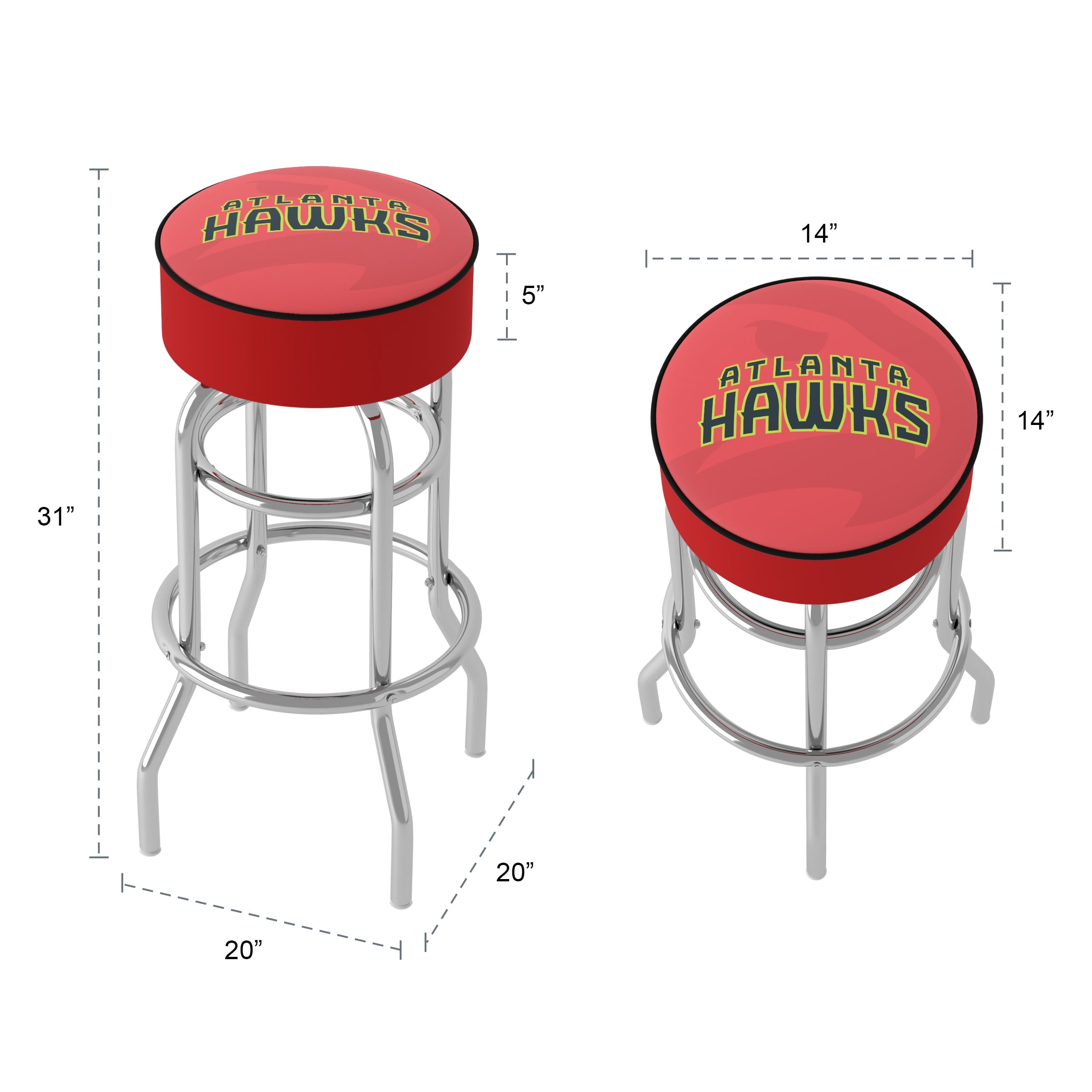 Trademark Gameroom Atlanta Hawks Fade Bar Stool with Padded Seat