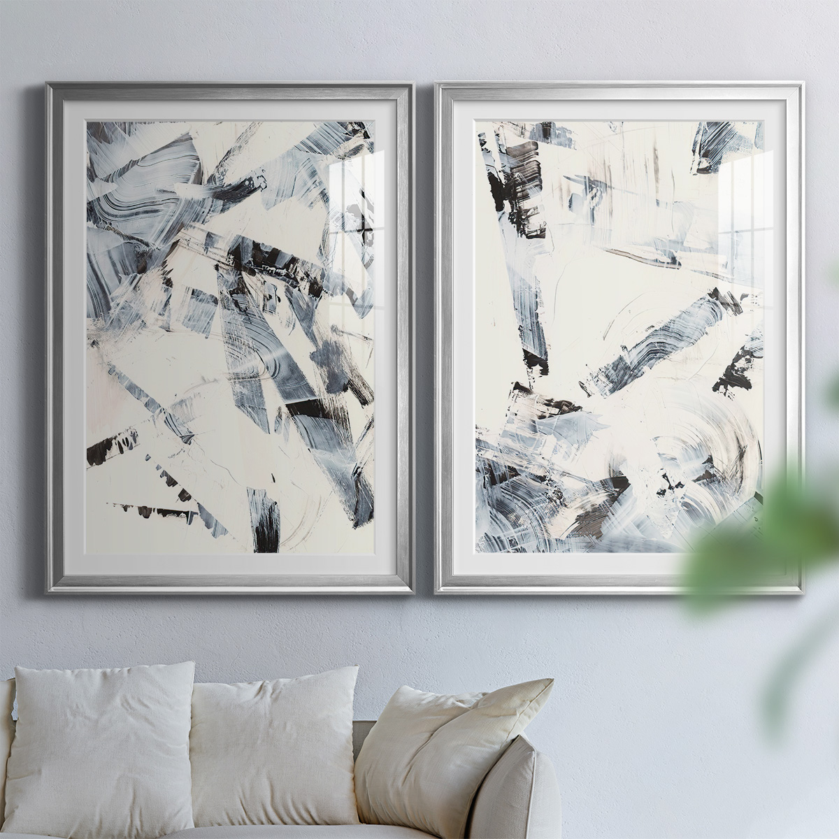 Wexford Home Fractured Ice I Premium Framed Print, 18.5" x 24.5" - Ready to Hang, Silver (Set of 2)