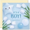 thumbnail image 1 of Tarjeta para baby shower Purple Fox It's a Boy, 145 mm x 145 mm, 1 of 6
