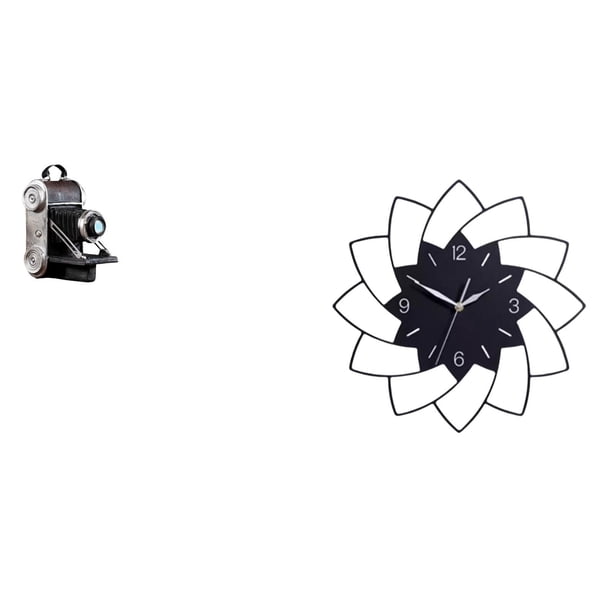 Estatua de cámara,Figura coleccionable de modelo de estatua de cámara,Reloj de pared grande,Reloj de pared acrílico silencioso sin tictac,Reloj de pared grande para oficina,silencioso,fácil