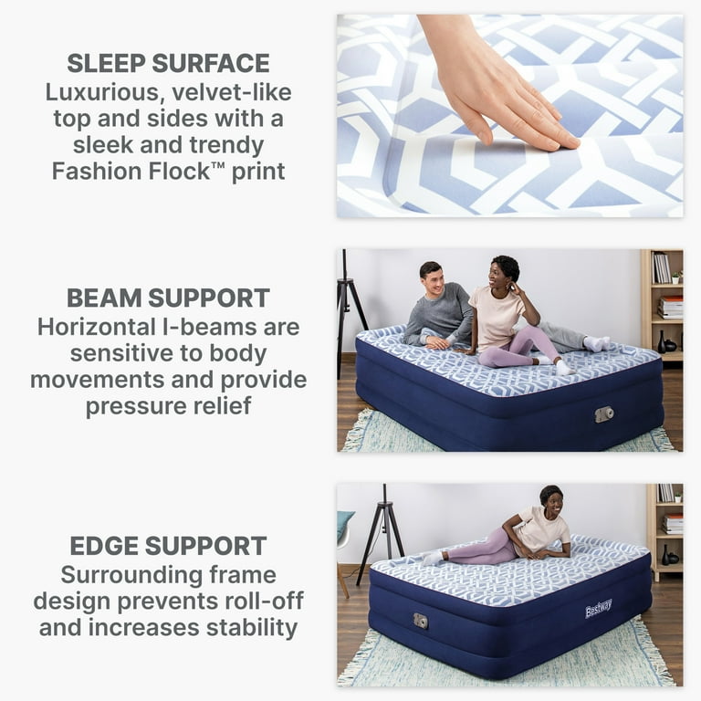 Bestway Tritech Queen 20” Blow Up Bed with Built-in AC Pump
