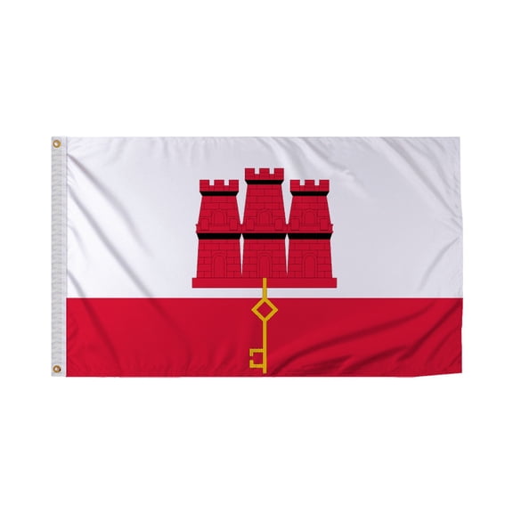 Promopatriot Gibralter Country Flag 3x5 Ft Outdoor Nylon Double Stitched Edges Canvas Header Brass Grommets 3'x5' Gibralter