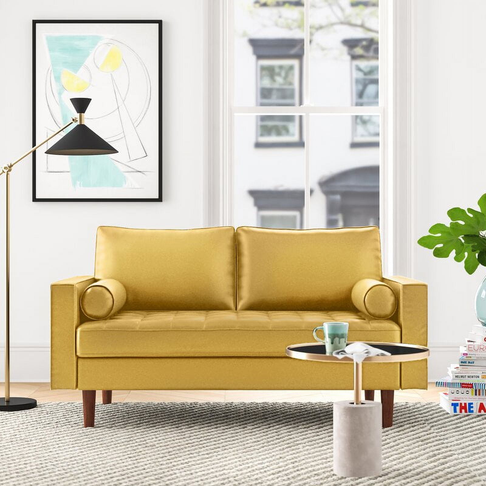 US Pride Furniture Womble 50.3'' Velvet Square Arm Loveseat