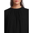thumbnail image 4 of Time and Tru Women's Puff Sleeve Draped Blouse, Sizes XS-XXXL, 4 of 5