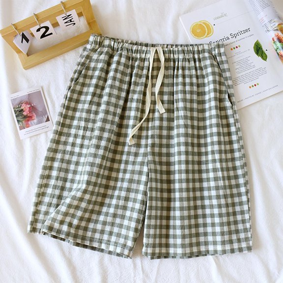 Pajama Shorts for Men with Pockets and Drawstring Elastic Waisted Casual Plaid Printed Loose Wide Leg Lightweight Loungewear Homewear Pajamas Short