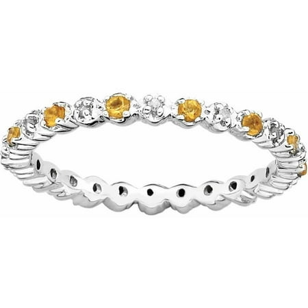 Sterling Silver Stackable Expressions Citrine & Diamond Ring