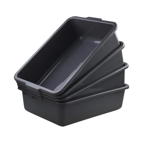 4-Pack 24 L Gray Large Plastic Bus Box, Bus Tubs
