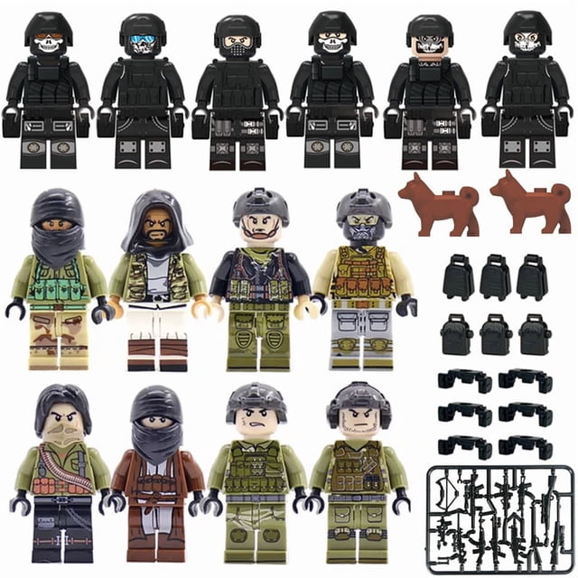 ZipBricks Figuras de Construcción en Miniatura SWAT vs Villano – Set de 14 Piezas para Exhibición, Juego de Roles y Colección