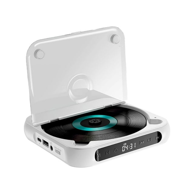 ZheElen LCD Screen CD Player Offering Easy USB Port FM Radio For Relaxing At Home CD Player LCD Screen For Home Gift White 135x135x25mm