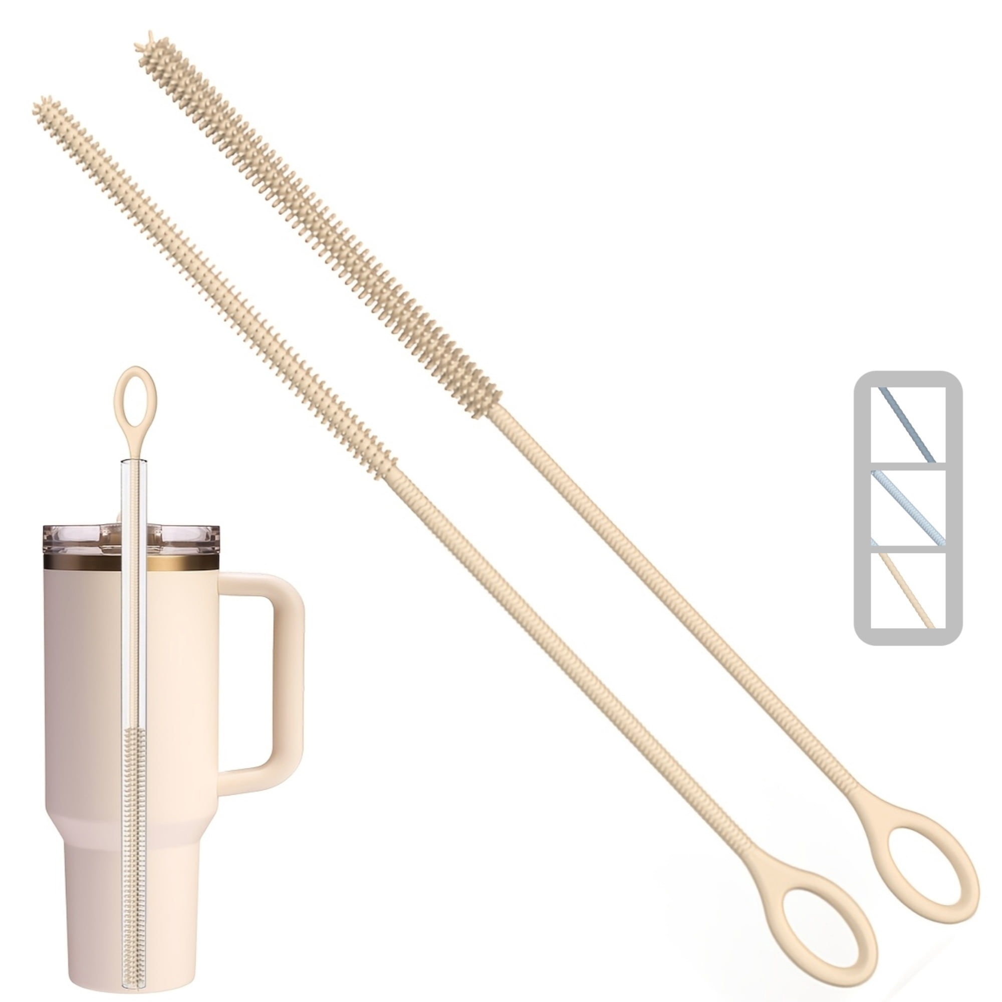 Silicone Straw Cleaning Brush | Extra-Long Slim Brush Head, Designed for Narrow Tubes, Easily Reaches into Lid Straws/ Bottle Straws/Thermos Cups, Food-Grade Flexible for Thorough Stain Removal