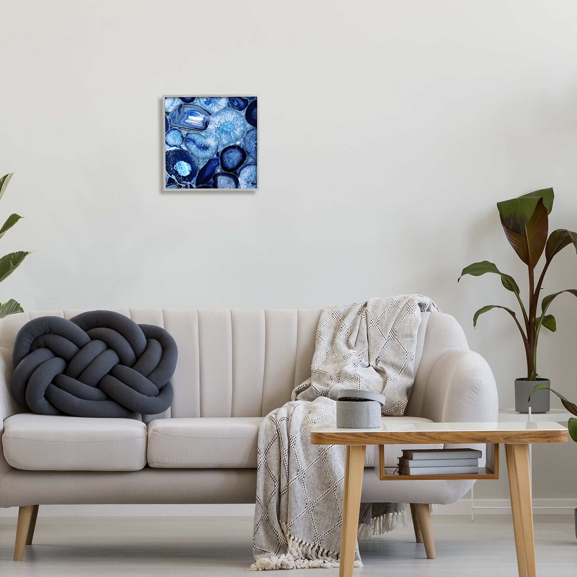 Stupell Agate In Blue Natural Geodes Abstract Painting Gray Framed Art Print Wall Art