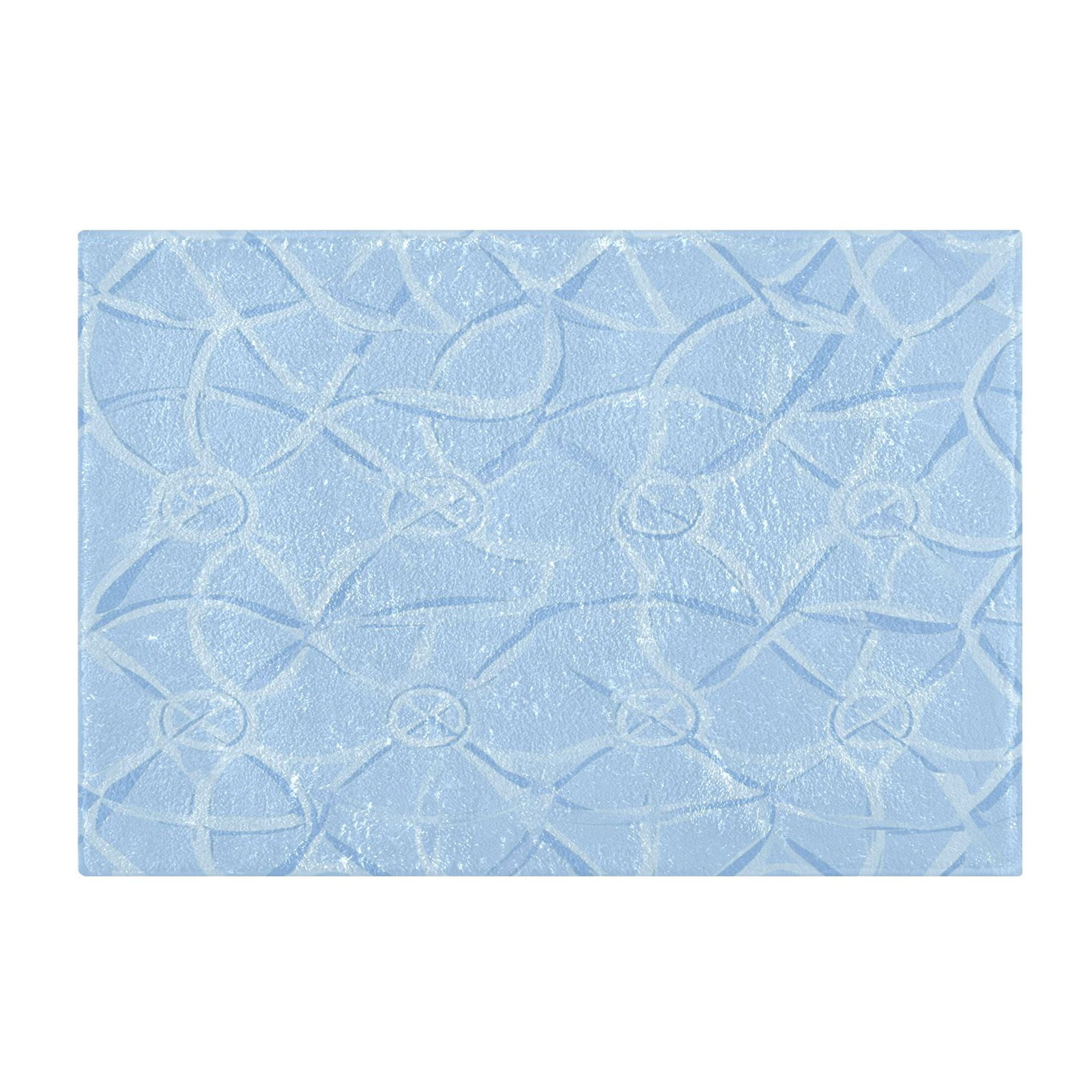 2 Piece Soft Bathroom Rug Set Light Blue Geometric Pattern Bath Mat and U-Shaped Toilet Contour Rug (16"x24"+20"x24")