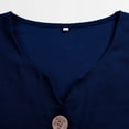 thumbnail image 6 of Women Casual Cotton Linen V Neck 3/4 Sleeve Button Decor Loose Fit Summer Blouse Top, 6 of 9