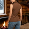 thumbnail image 4 of TKLPEHG Thermals for Women Sleeveless Tank Tops High Neck Casual Velvet Warm Bottom Top Slim Stretchy Layer Tee Shirts (Coffee,L), 4 of 7