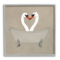 Stupell Industries Two Swans Heart Shape Bathtub Animals & Insects Painting Gray Framed Art Print Wall Art