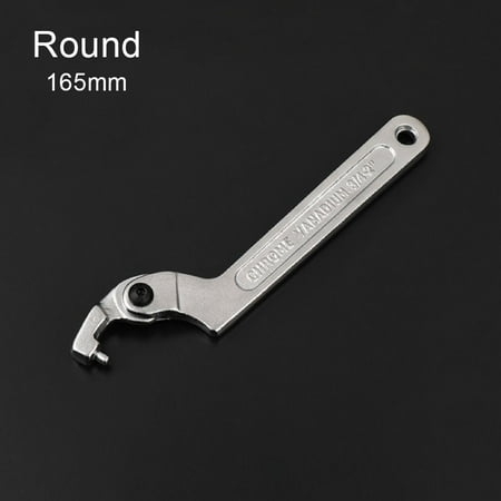 

32mm~75mm Multifunctional Large Opening Nut Key Hand Tools Remove Cover C Spanners Hook Wrenchs Water Meter Wrench Adjustable Spanner 165MM ROUND