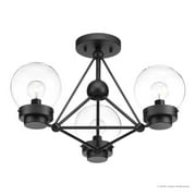 Urban Ambiance Luxury Bohemian Flush-Mount Ceiling Fixture, Size: 14H x 19-5/8W, with Urban Industrial Style Elements, Midnight Black Finish and Clear Shade, UHP2705