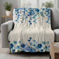 thumbnail image 2 of Spring Blue Floral Blanket Soft Cozy Warm Throw Blanket for Couch, Plush Fuzzy Flannel Fleece Blankets for Sofa, Farmhouse Weeping Floral Leaves Burlap Bed Blankets Lightweight Gifts for Men, 50"x60", 2 of 9
