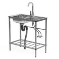 thumbnail image 2 of Thehsnt Mop Sink with Extended Elevated Rack, Sink for Laundry Room, Kitchen, Restaurant, Garage, Overflow-Proof Reservoir, 5 Hooks, 150kg Capacity(17.7"×16.1"×68.9"), 2 of 9