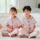 thumbnail image 4 of Niñas Ropa Color Sólido Manga Corta Traje de Hogar 60% Algodón 40% Lino, Invierno Bebé Niños Ropa Conjunto para Niño Pequeño, 4 of 6