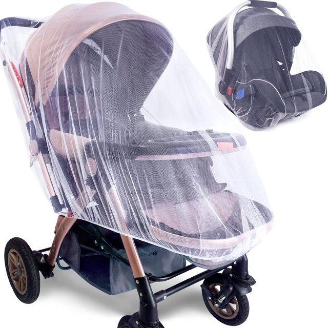 Paquete de 3 mosquiteras para cochecitos, asientos de coche, portátiles, duraderas y duraderas (blanco)