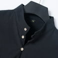 thumbnail image 4 of Nmnitkp Men's Linen Roll Up Long Sleeve Shirt Cotton Casual Beach Shirts Henley T-Shirt Band Collar Vacation Tops ​​​​​​​​​High-Quality and Healthy Fabric Men's Long Sleeve Shirt, 4 of 9