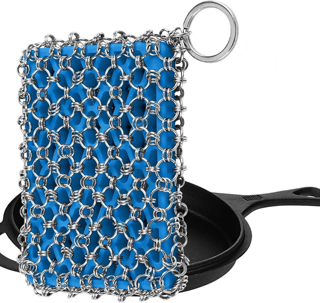 10.25-Inch Cast Iron Skillet Set (Pre-Seasoned), Including Large & Assist Silicone  Hot Handle Holders, Glass Lid, Cast Iron Cleaner Chainmail Scrubber,  Scraper