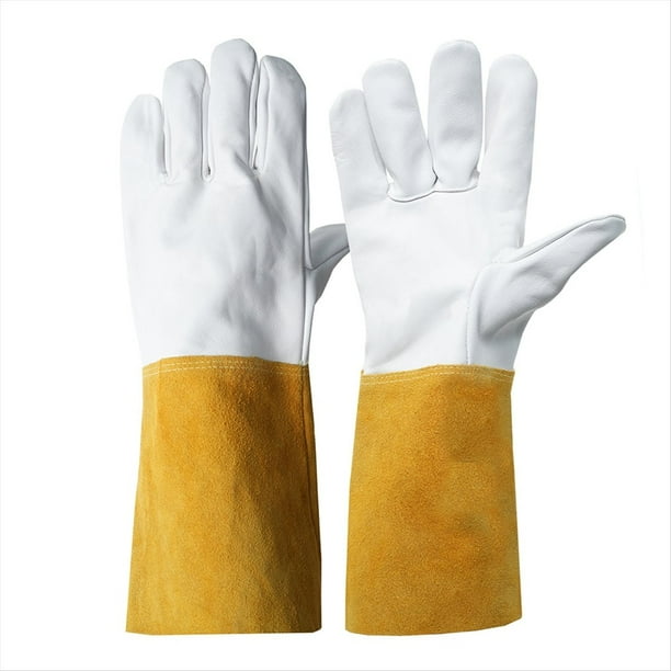 Guantes de Trabajo, Guantes de Soldadura Sin Forro, con Puños y Guantes Ignífugos para Soldadores, Extremadamente Suaves y Flexibles.