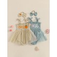 thumbnail image 3 of YASUTNKS Baby Girl 2Pcs Birthday Outfits Sleeveless Tie Strap Romper Tulle Dress with Headband Set Newborn Clothes, 3 of 9