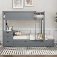 thumbnail image 2 of uhomepro Full over Full Bunk Bed with Desk and Trundle, USB Charging Station and 3 Drawers, Solid Wood Bunk Bed Frame for Kids Teens Adults, Maximum Space Design, No Box Spring Required, Gray, 2 of 10