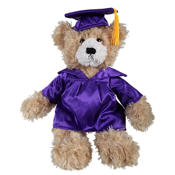 Beige Graduation Teddy Bear Plush Stuffed Animal, 12 Inches, Personalized Gown Text or School Logo, Soft Gift for Kids & Graduates