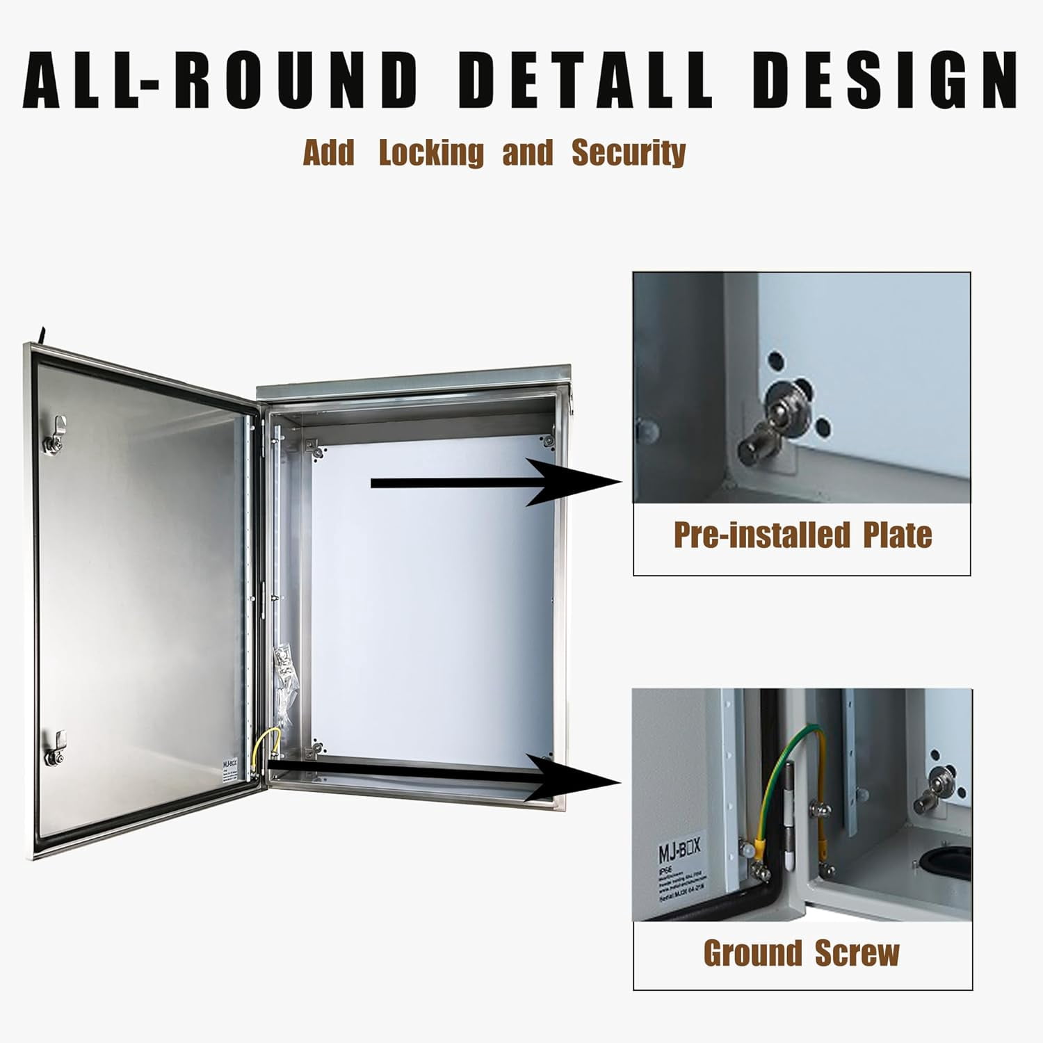 Steel Electrical Enclosure Box 16" x 16" x 8'' Carbon Steel Electrical Enclosure Box IP66 Waterproof & Dustproof Outdoor Indoor NEMA 4X Carbon Steel Enclosure