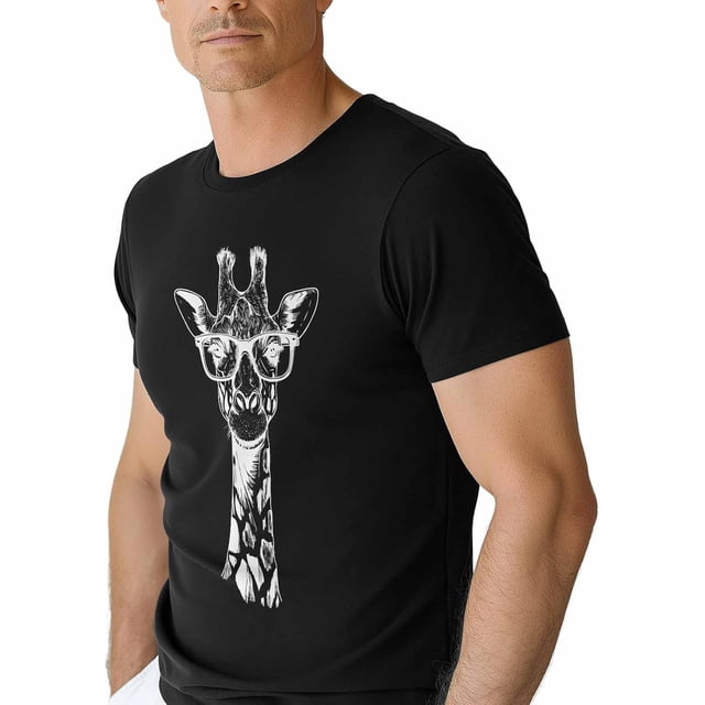 T-Shirts for Men, Funny Giraffe Crew Neck Cotton T-Shirt Men's Short Sleeve Animal Ears