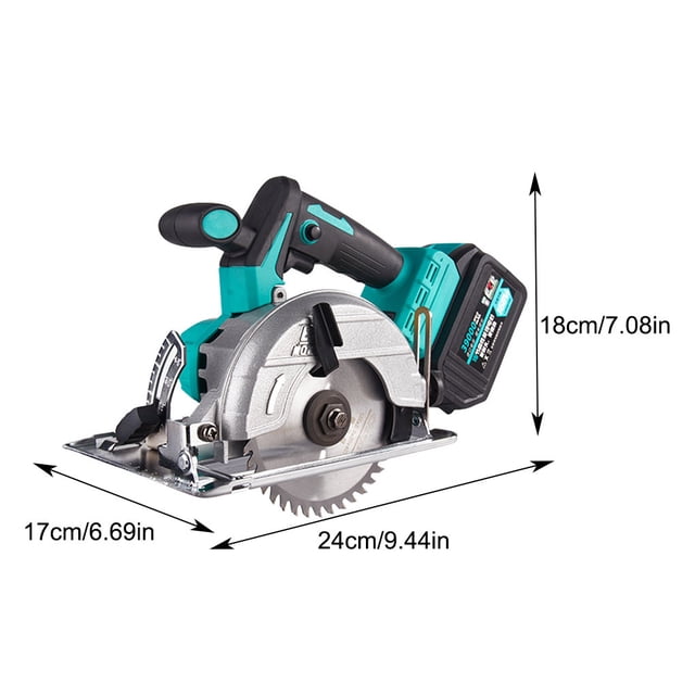 Rechargeable Cordless Circular Saw 1500W Handtool Handheld Rechargeable Cordless 9500r/min Adjustable Stone Wood Plastic Multifunctional Electric Saws Woodworking
