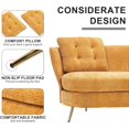 thumbnail image 4 of Holaki 64" Upholstered Fiber Loveseat Sofa with with Cushions and Golden Metal Legs, Home Upholstered Double Couch Livingroom Loveseat, Yellow, 4 of 6