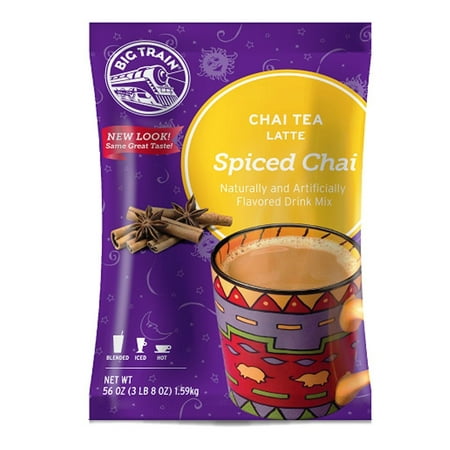 Spiced Chai Tea Latte 3 Lb (1 Count) Powdered Instant Chai Tea Latte Mix, Spiced Black Tea with Milk, For Home, Café, Coffee Shop, Restaurant Use Big Train - 56