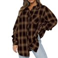 thumbnail image 1 of Women Spring And Autumn Plaid Jacket Cardigan Breasted Single Side Pocket Shirt, 1 of 6
