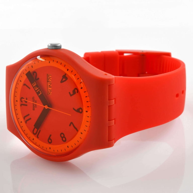 Swatch SO29R705 Pride Unisex Watch, Red Silicone Strap 