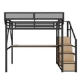 thumbnail image 6 of Mirightone Full Size Loft Bed with Stairs, Metal Loft Bed Frame with Storage,Under-Bed Desk, Wardrobe Heavy-Duty Gaming loft bed with built-in Light & Charging Station for Adults, Teens, 6 of 9