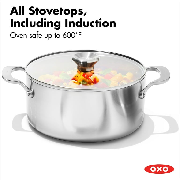 OXO Mira Tri-Ply Stainless Steel 5Qt Stock Pot with Lid