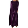 thumbnail image 1 of Prolriy Robe en Velours pour Femmes Printemps et Automne Nouvelle Robe Longue en Velours Doré Européenne et Américaine Col Rond Fin pour Femmes 2025 Violet TTTTG, 1 of 5